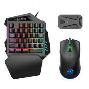one place גימינק Mini Wired Gaming Keyboard and Mouse Converter RGB Backlit Gaming Keyboard Set