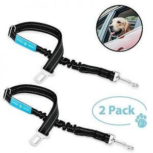 one place ציוד לכלבים Dog Seat Belt Leash Pet Seatbelt Car ELASTIC Safety Adjustable Harness 2 Pack