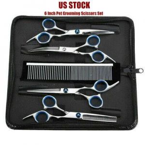 US Stock Pet Dog Grooming Scissors Straight Curved Thinning Shears Trimmer Kits