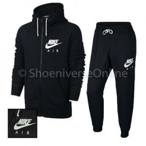 Men&#039;s Nike Air Sportswear AW77 Slim Fit Full Zip Tracksuit Set Black Fleece