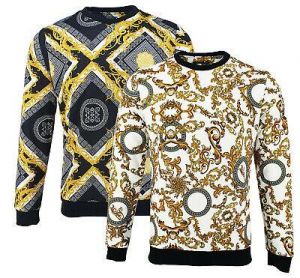 Mens Baroque Print Lion Designer Hip-hop Urban Bling Sweatshirt Pullover Sweat