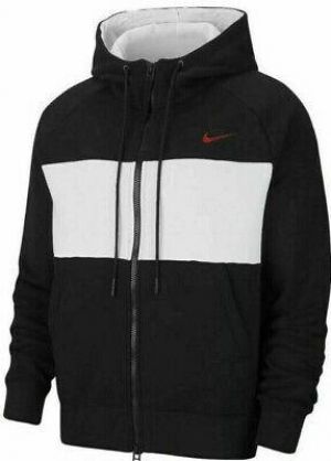 one place clothing/shoes/accessories Nike Air Black White Red Swoosh Full zip Fleece Hoodie DB5064 011 L XL